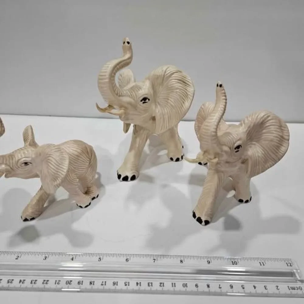 Set of 3 Ceramic Elephant Figurines